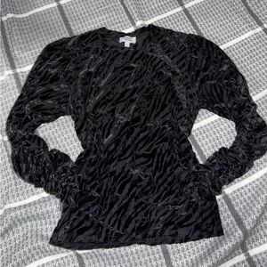 Love Black Textured Long Sleeve Top